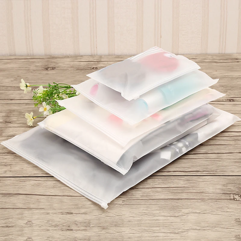 Hot Selling Transparent Zipper Resealable Clothes Packaging Frosted Plastic Ziplock Bag Zip Lock Bags With Logo