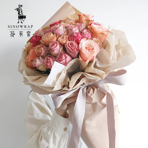 SINOWRAP Hot Sale 17g Flower Tissue Wrapper Papers Colored 35-40 pcs Gift Decorative Papel Bouquet Wrapping Paper for Florist