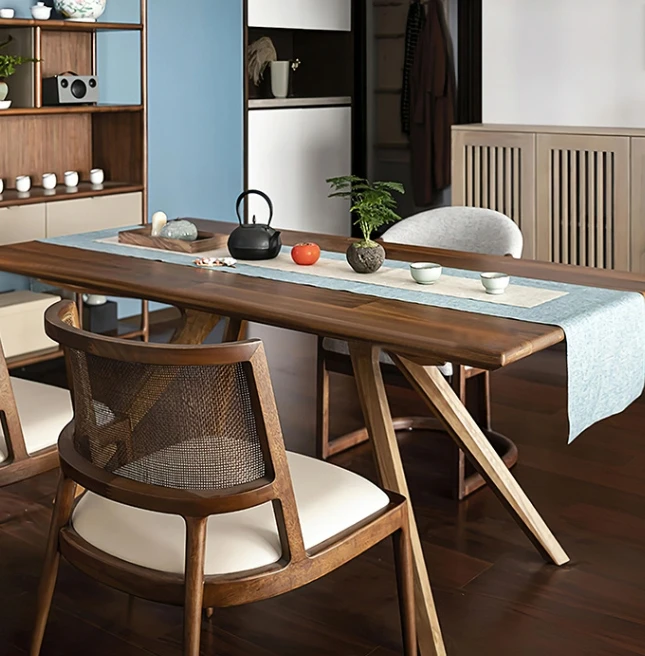 Wholesale Luxury Rattan Solid Wood PU Leather Seat Dining Chair for Restaurant Dining Room Furniture Modern Kitchen Chair Wooden