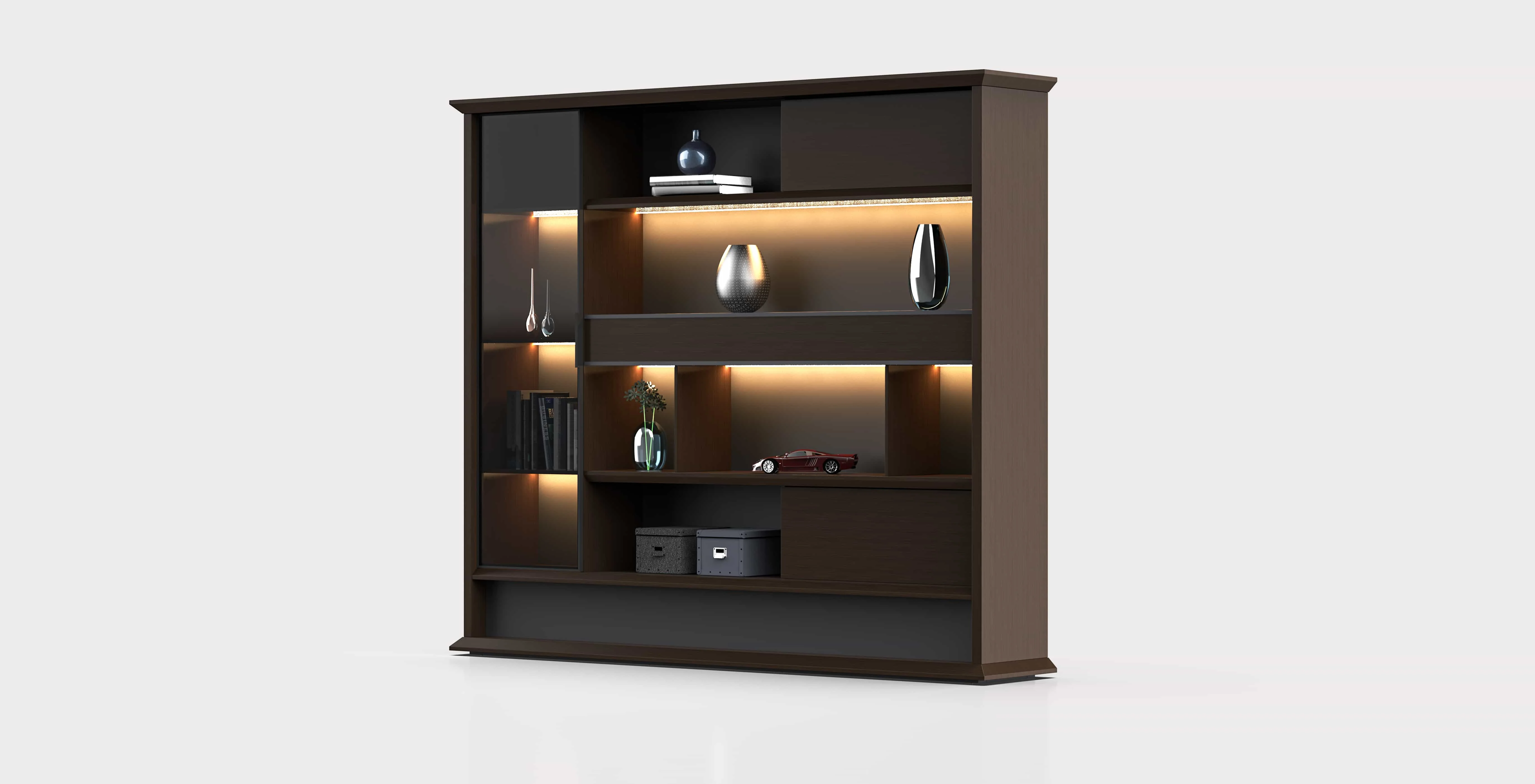 High Quality New Design Popular Unique Wholesale High End Wood Modern Storage Bookcase Bookself Cabinet
