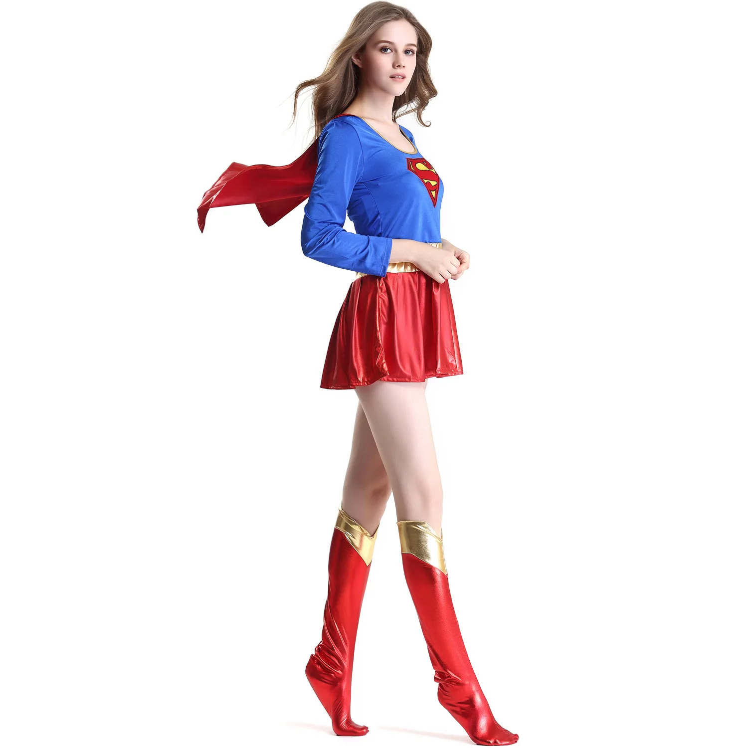 Quality S-xxl Large European and American Halloween Costume Sexy Female Superman Suit PU Superman Role Play Performance Clothing