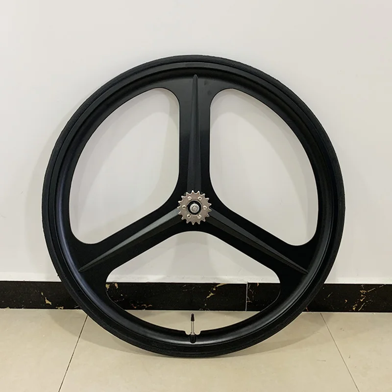 700C Wheel Track Bike 3 spokes Fixie Bicycle Mag TRI Wheel Magnesium Alloy Fixed Gear Bike Wheels Rims Clying Part