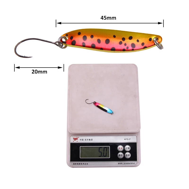 Newbility 4.5cm 5g Colorful Metal Willow Leaf Bait Copper artificial metal Spoon Fishing Lure with single hook pesca