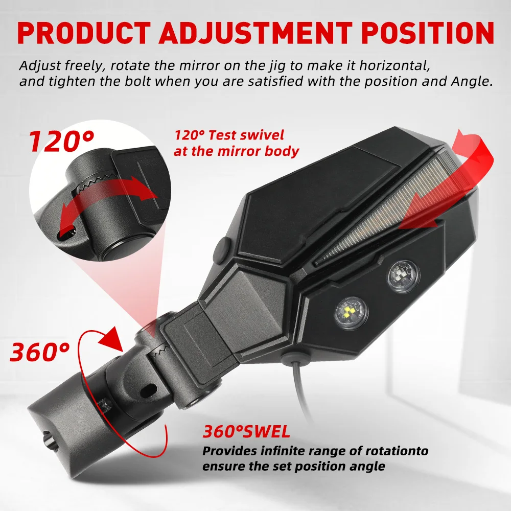 UTV ATV Accessories maverick Rearview UTV Rear View Side Mirrors With Lights