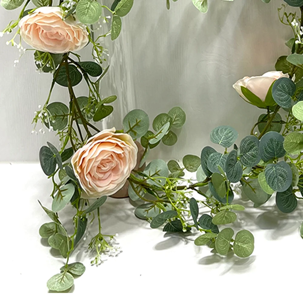 Wholesale Garlands Bunch  eucalyptus Floral Wall Artificial Flowers Backdrop For Wedding Home Backdrop Decor