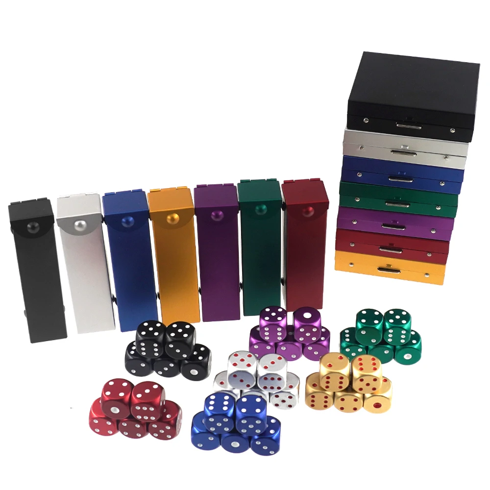 Leisure Aluminium Alloy Table Game Poker Dices Set with Storage Box For Dollhouse Board Game