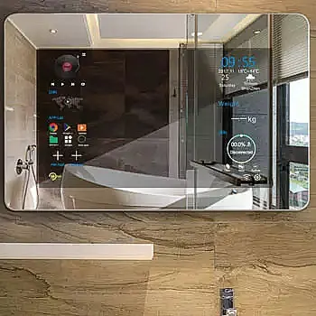 Bathroom Mirror With TV Customized Hotel Interactive Illuminated Touch Screen With WIFI Ultra Thin LCD Mirror