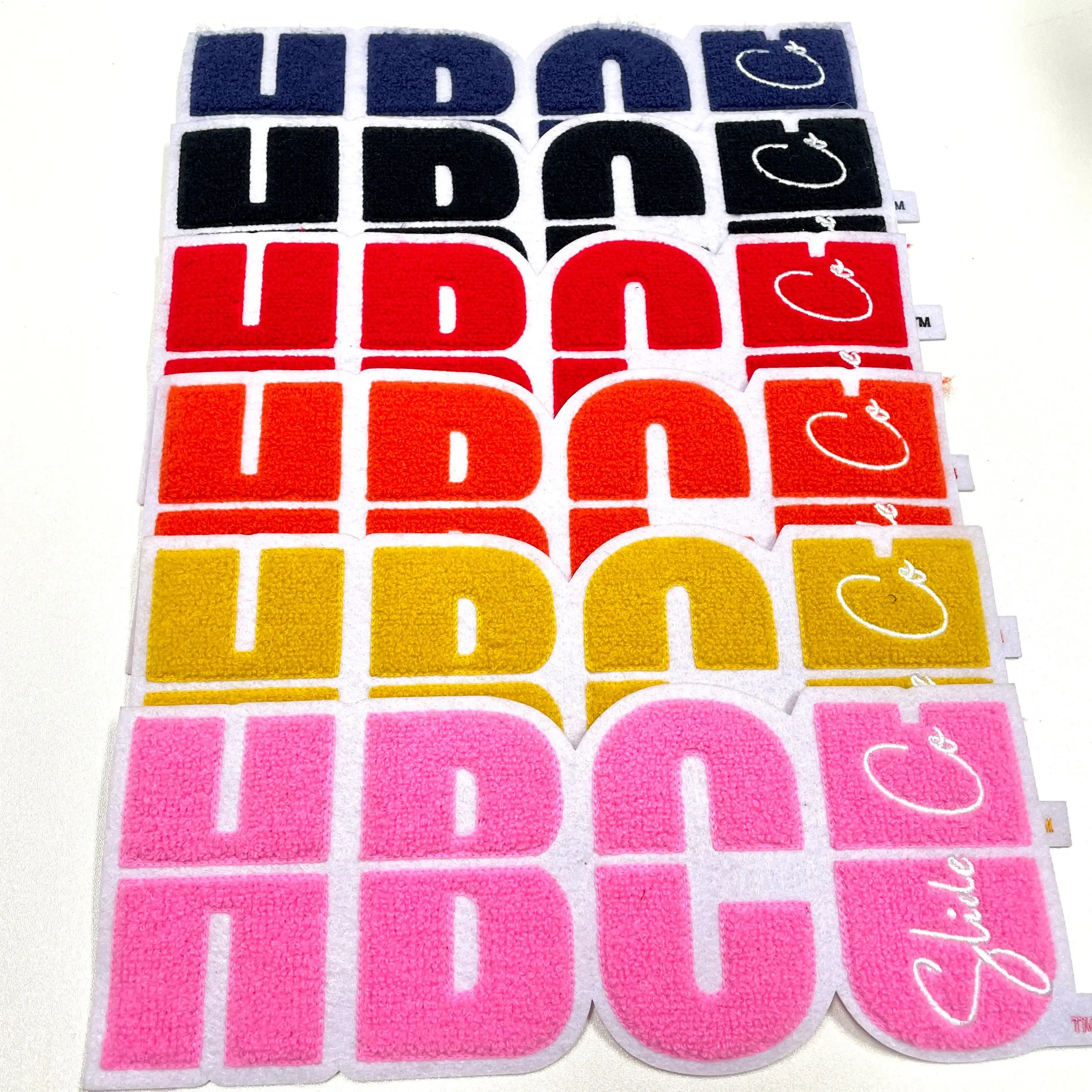 Custom chenille letters Embroidery Towel Letter Chenille Patch 8 Cm Large Size Patches Iron On For Hoodie Sweatshirt