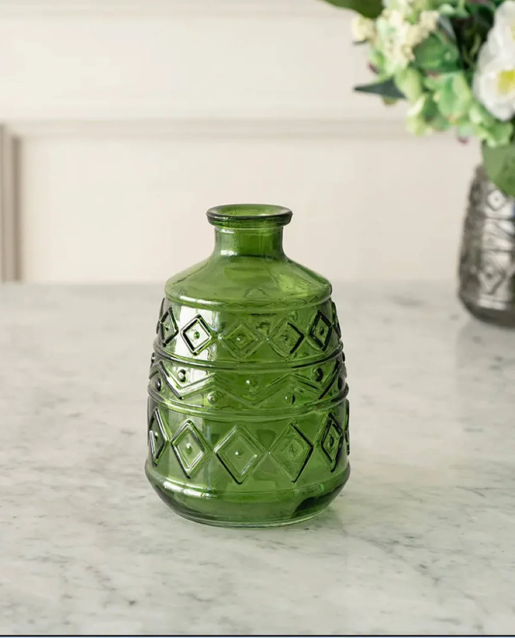 creative Green embossed small vase for hydroponic  bud vase decoration
