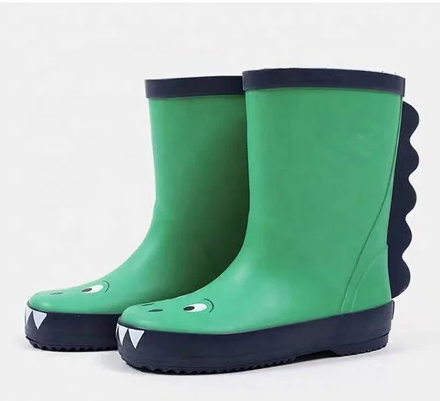 Half Height Dinosaur Printed Kids Rubber Rain Boots