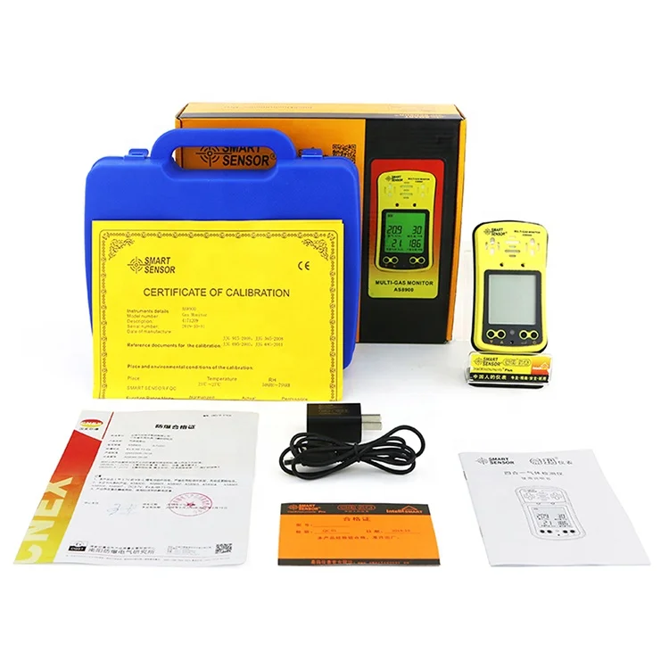 Smart Sensor AS8900 Portable Multi Gas Detector Monitor 4 in 1 O2 H2S CO Combustible Gas Oxygen Hydrogen Sulfide Carbon Monoxide