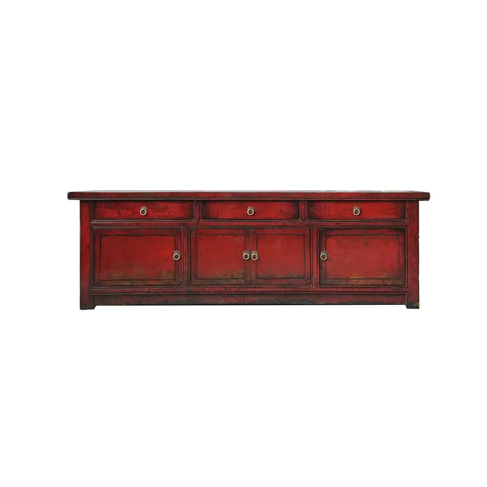 Chinese antique reproduction wooden TV cabinet oriental hand painted storage furniture