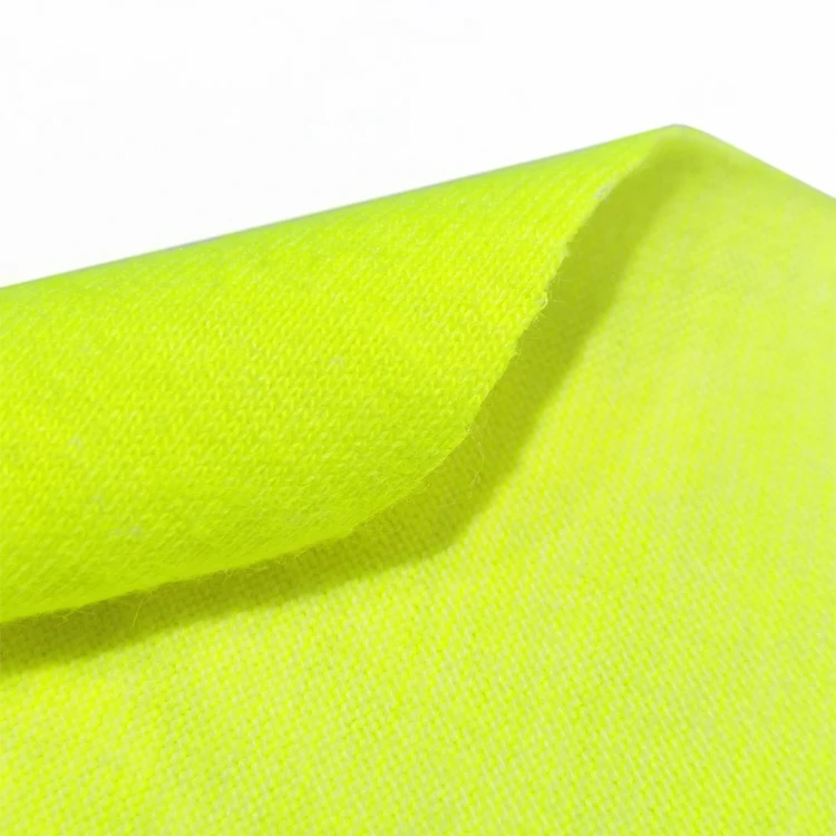 Wholesale EN20471 6.5oz High Visibility Modacrylic Cotton 60/40 Knit Interlock Fluorescent Yellow Fire Retardant Fabric