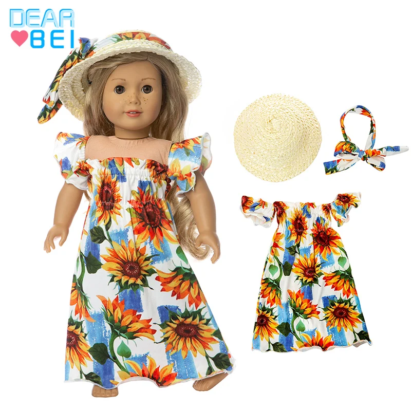 Лидер продаж, модное праздничное платье ручной работы высокого качества, аксессуары для одежды, комплект из двух предметов, кукольная ткань с цветочным принтом