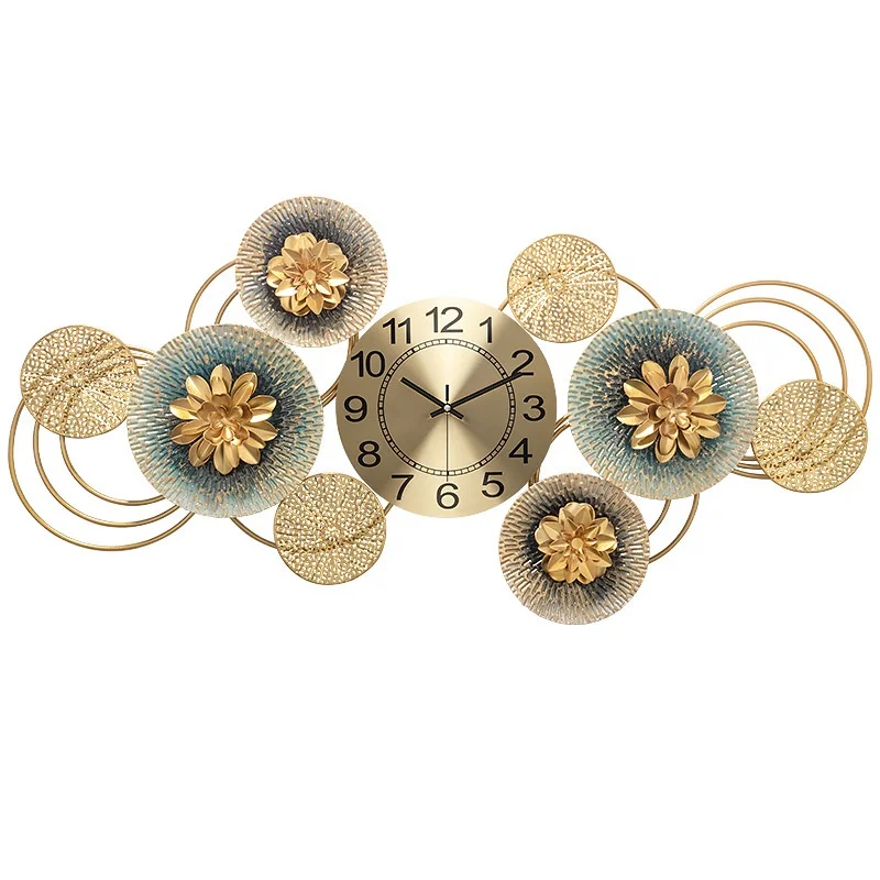 Metal Art Wall Clock Porch Flower Creative Design For Home Decoration Living Room