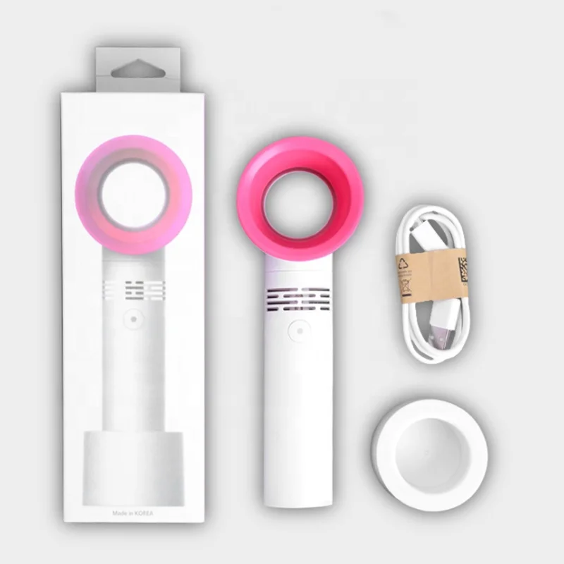 Hot selling portable bladeless cooling fan handheld desktop fan outdoor travel USB rechargeable radiator fan