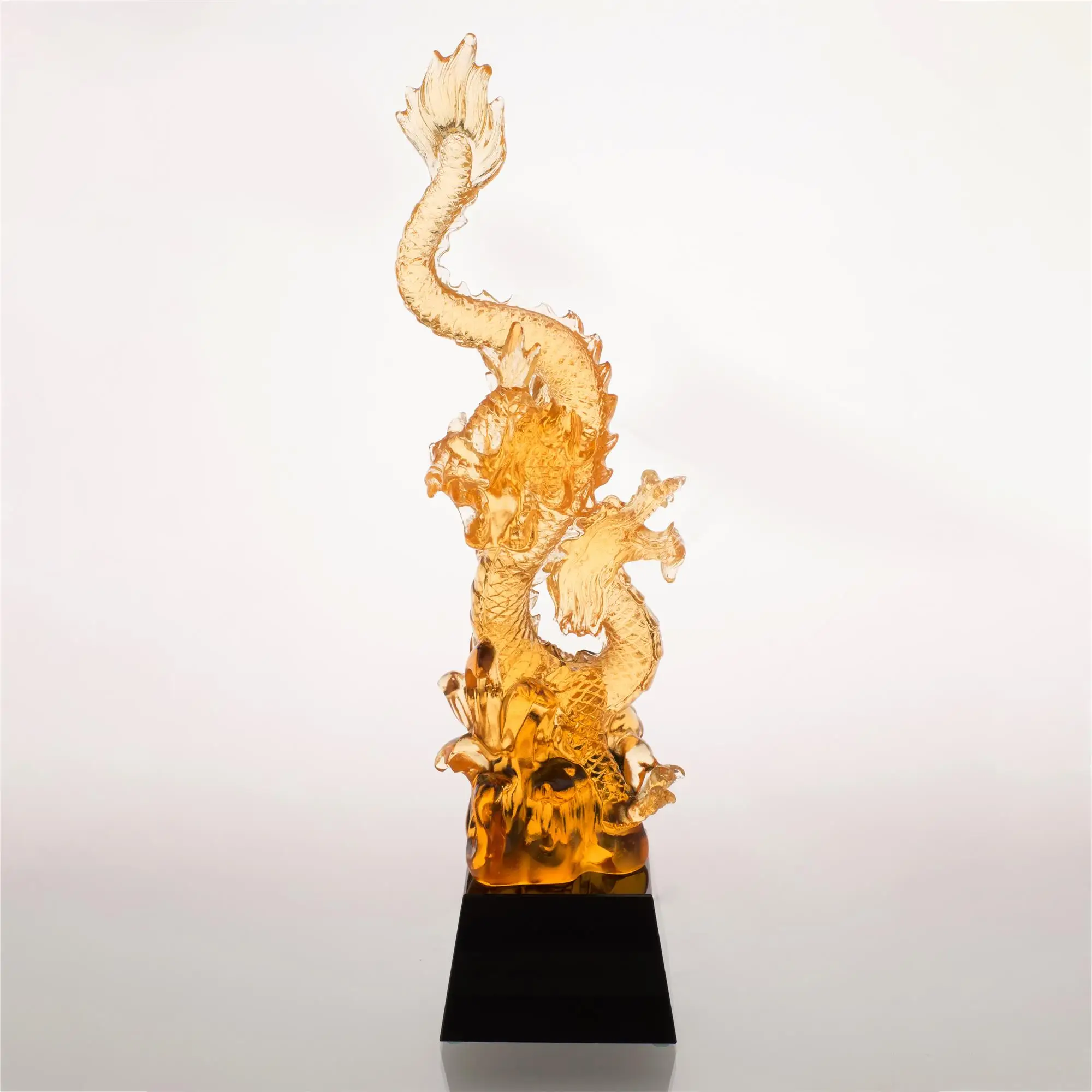 Jadevertu liuli Amber Chinese Dragon award trophy custom for Celebrity leading crystal plaque award