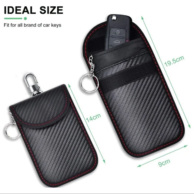 Waterproof Carbon Fiber RFID Blocking Key Fob Signal Blocking Faraday Cage Protector Nano Car Keyfob Bag Pouch