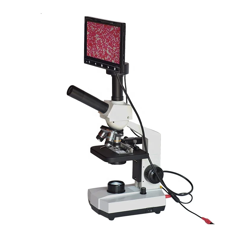 10 inch LCD screen display cell biological microscope blood test Instrument red blood optical observation can connect to PC TV