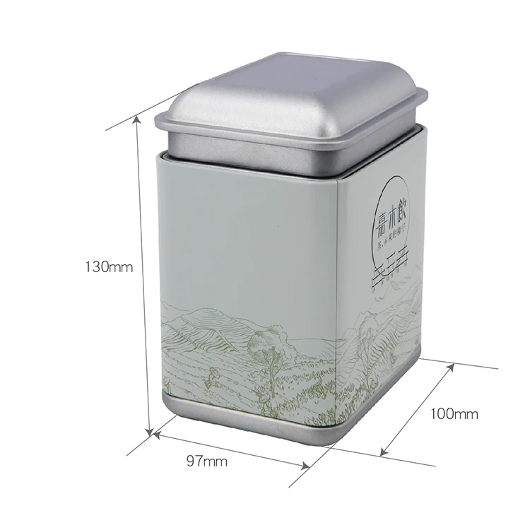 China Supplier Luxury Decorative Tea Tins With Double Lid Food Grade Square Tinplate Coffee Spice Metal Tea Tin Canister