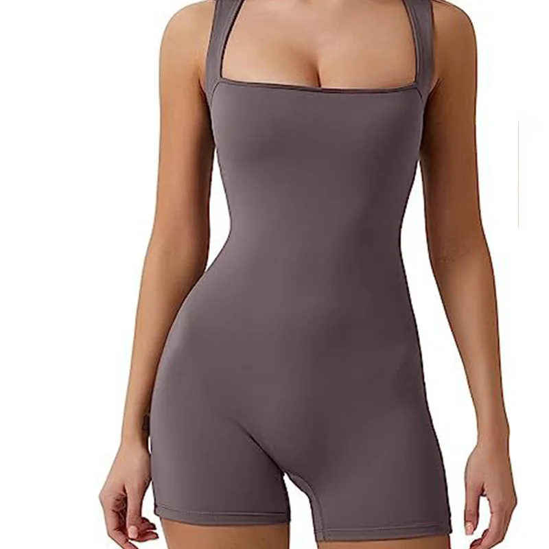 hot sale sexy jumpsuit yoga yoga wear breathable slimming short square neck sports bodysuits jumpsuits