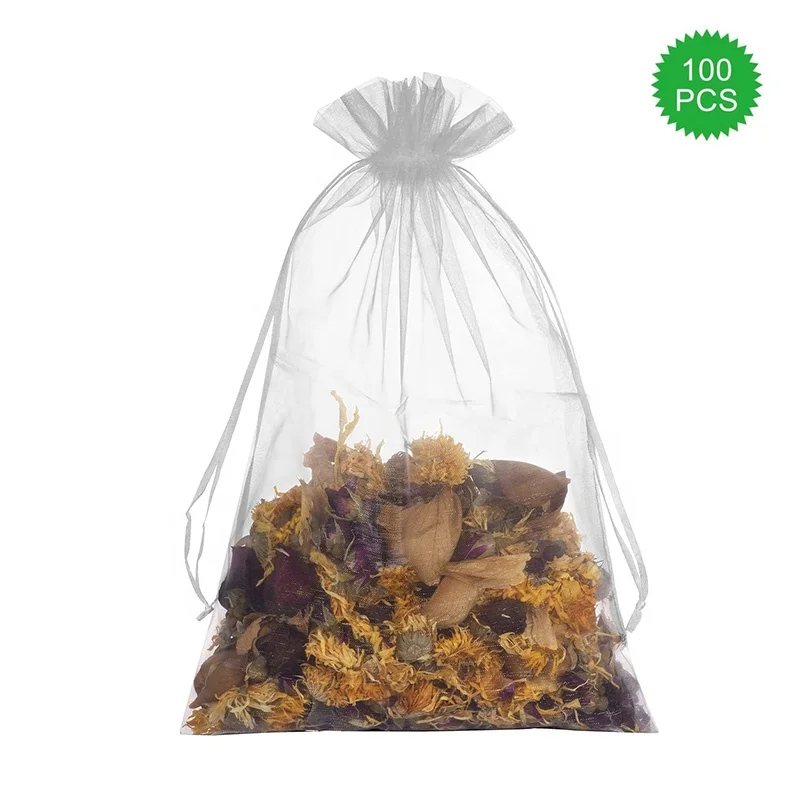 Wholesale Mesh  Candy Bags Large Pink Gift Bag Drawstring Organza Pouches Custom Organza Bag