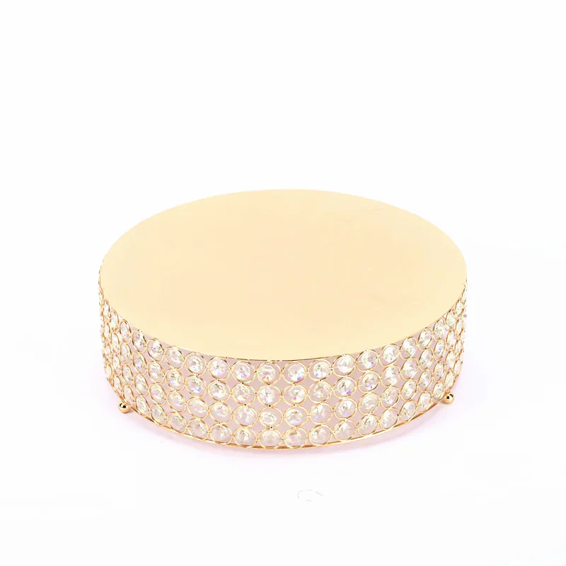 Luxury Round Gold Metal Birthday Dessert Stand Set Wedding Handmade Pearl Crystal Beads Gold Cake Stand