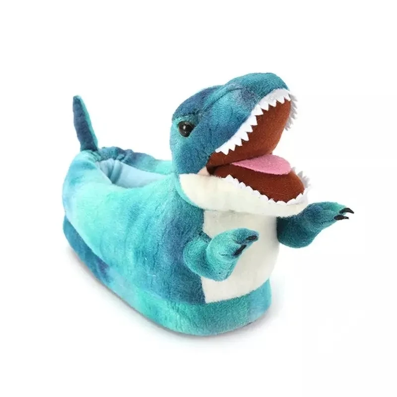 Funny Dinosaur Design Slippers For Women Indoor Home Parent-child Furry Shoes Slides Gifts Winter Unisex House Cartoon Slippers