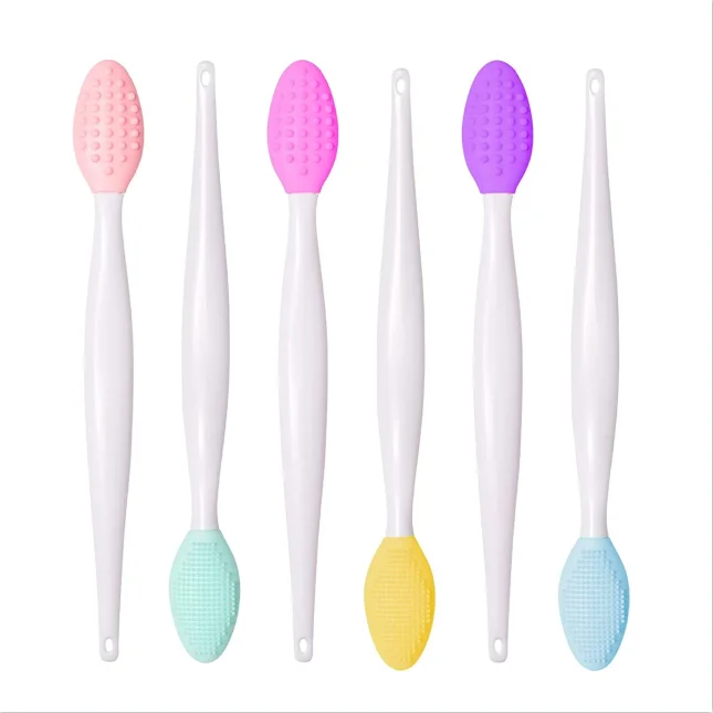 For Plump Smoother Lips Double Sided Soft Cleaning Lip Brush Exfoliate Silicone Lip Scrubber
