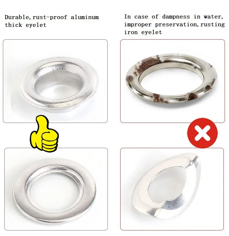 Hollow Rivets Thickened Air Eyelet 100 Sets with Tool Advertising Truck Tarp Buckle Shoe Eyelets Canvas Buttonhole