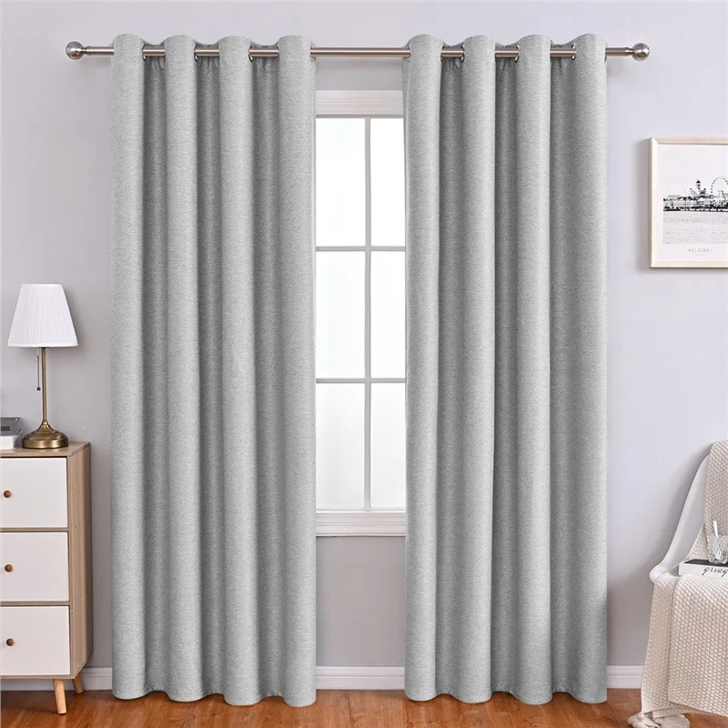 Wholesale Double-sided home bedroom hotel house blackout fabric flax linen window curtain for the living room