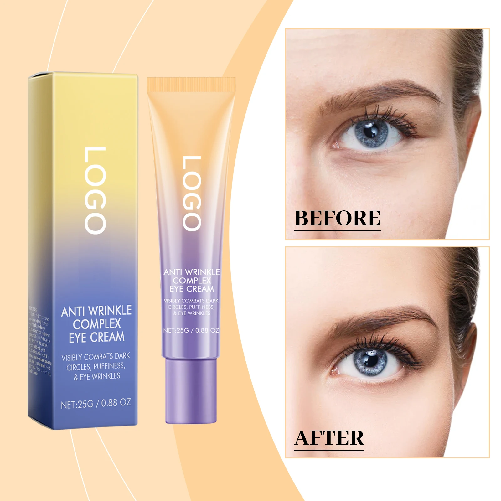 Private Label Vegan Retinol Eye Cream Remove Dark Circles Bag Wrinkle Removal Anti Aging Retinol Eye Cream for face care