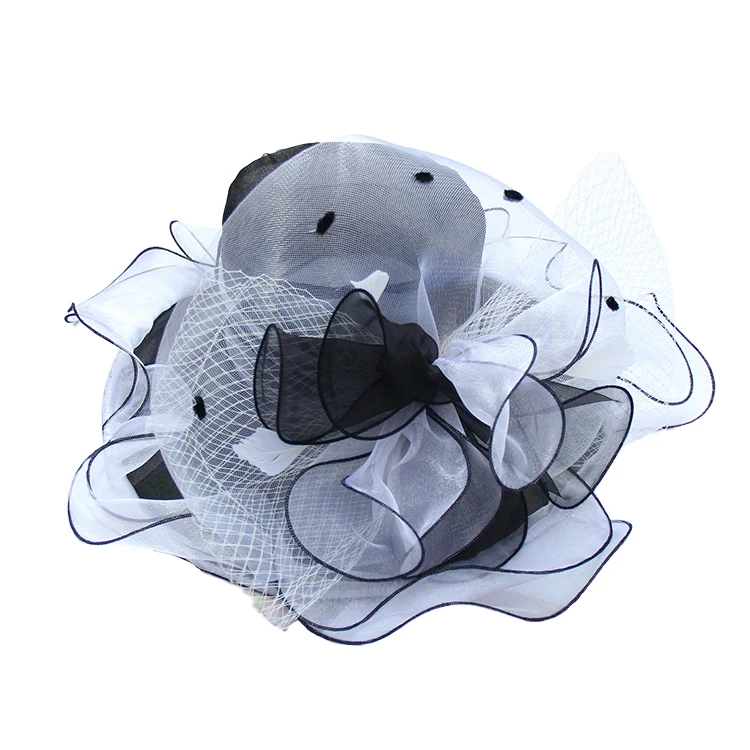 Wedding hat with detachable flower veil hairpin party hat Kentucky Derby glamorous bride tea party wedding hat