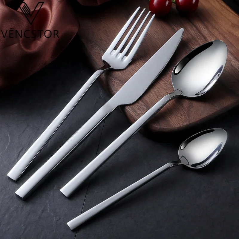 Custom Flatware Set Luxury Wedding Travel Silverware Mirror Polish Knife Fork Spoon Stainless Steel Cutlery Set