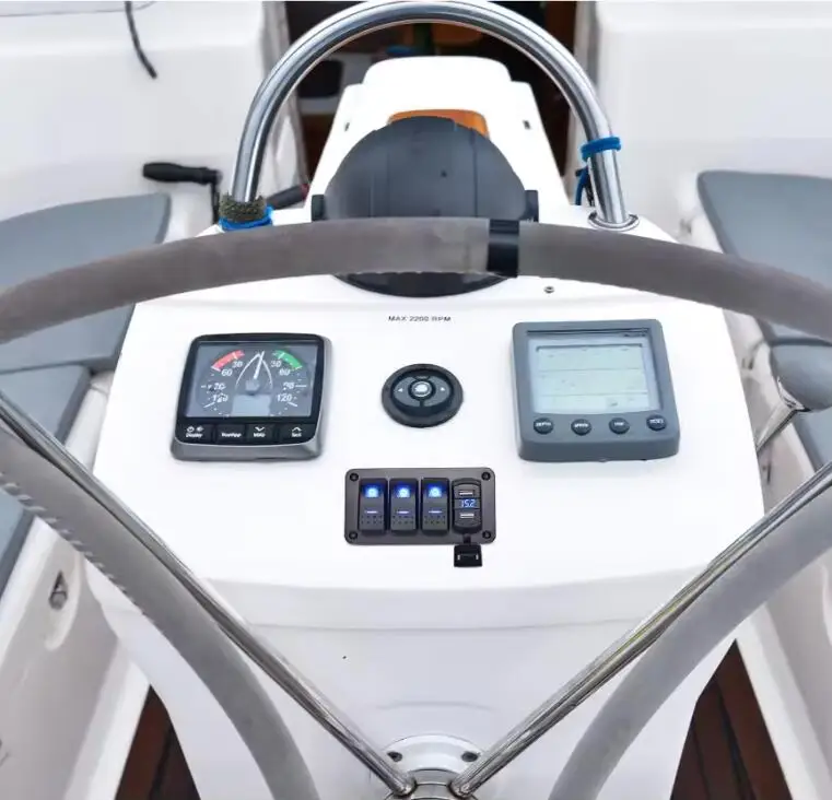 3 Gang Rocker Switch Panel 12V Marine Boat Switch Panel Waterproof 12 Volt Blue LED Light Toggle Switch Panel