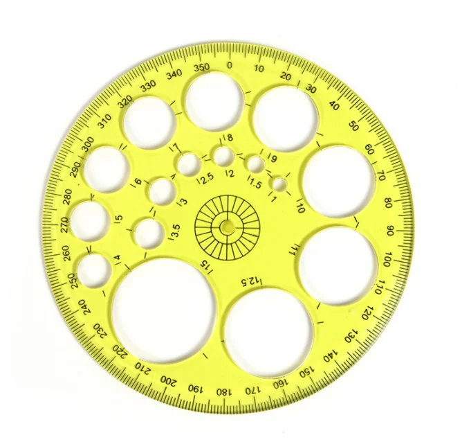 Plastic 360-degree protractor disc Flexible collapsible square gauge Learning stationery