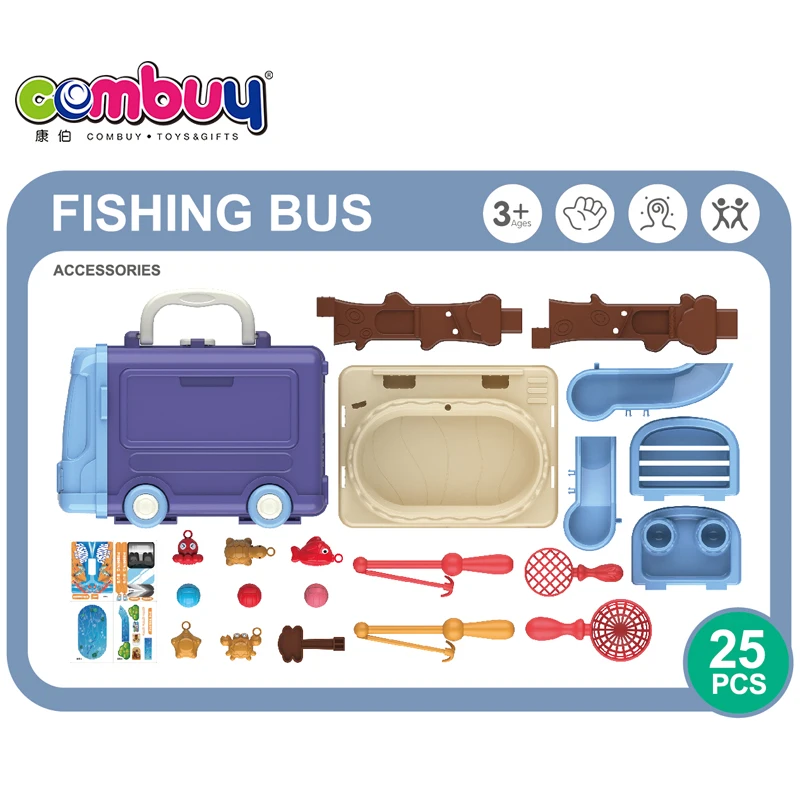 Интерактивный чемодан Автобус 3 в 1 Игрушки для рыбного стола детские игры рыбалки удочки