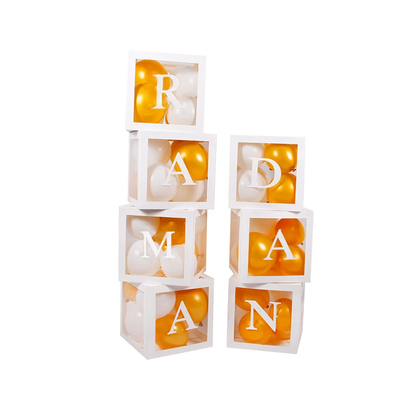 
Transparent box balloons filled Wedding decoration Baby shower Baby name letters one year age kids girl gift 1st birthday party 