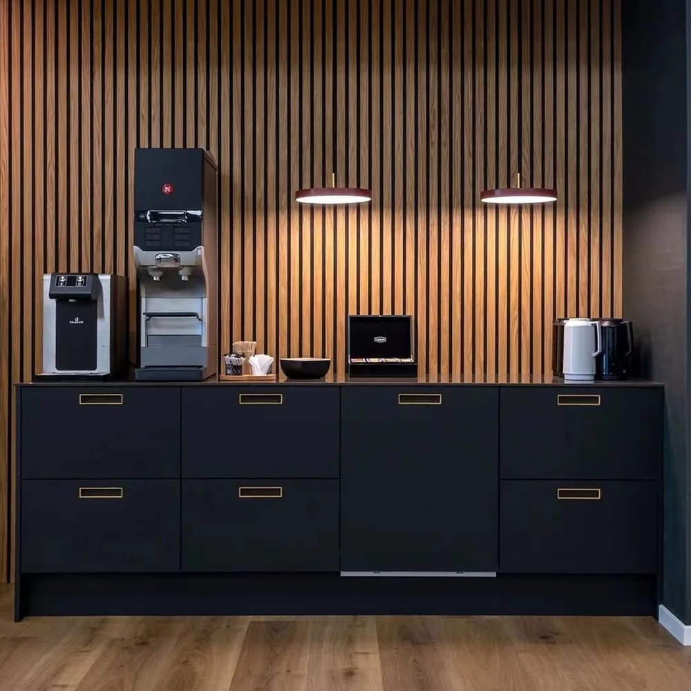 Akupanel Wooden Grooved Acoustic slat Panel for interior wall decoration