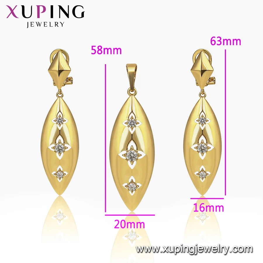 65291 xuping популярные ювелирные изделия 14k позолоченные алмазные формы цветок кулон и серьги-гвоздики ювелирный набор для женщин