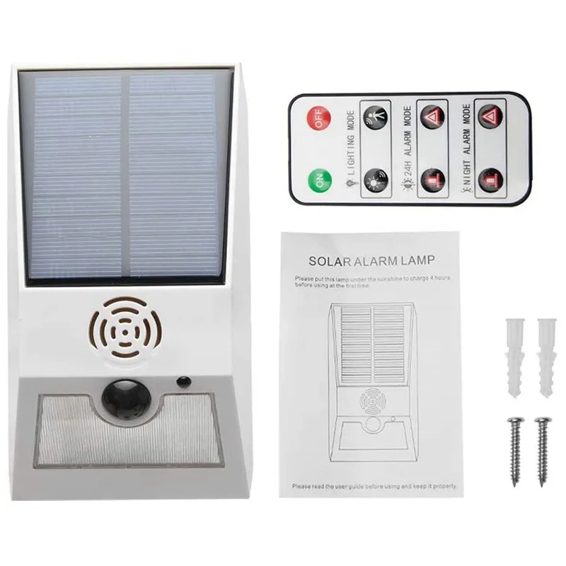 Solar Sound Alert Flash Warning Sound Light Alarm Motion Sensor 129db Decibels Siren Strobe Security Light Alarm System For Farm
