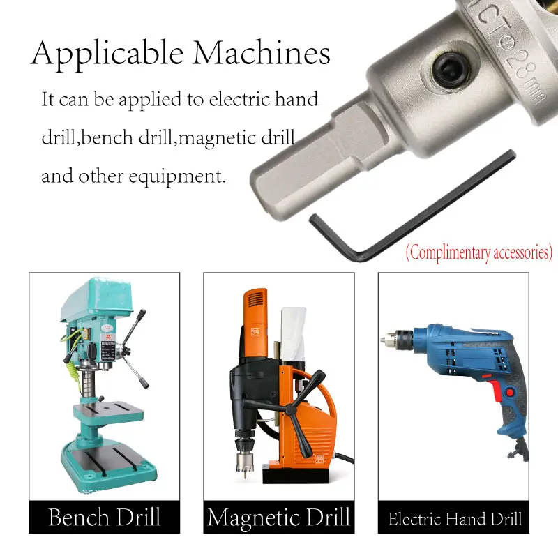 Carbide-Tipped TCT Drill Holes Saw Set Drill Bit for Stainless Steel Concrete Wood Reamer Tool Kit Metal Cutter