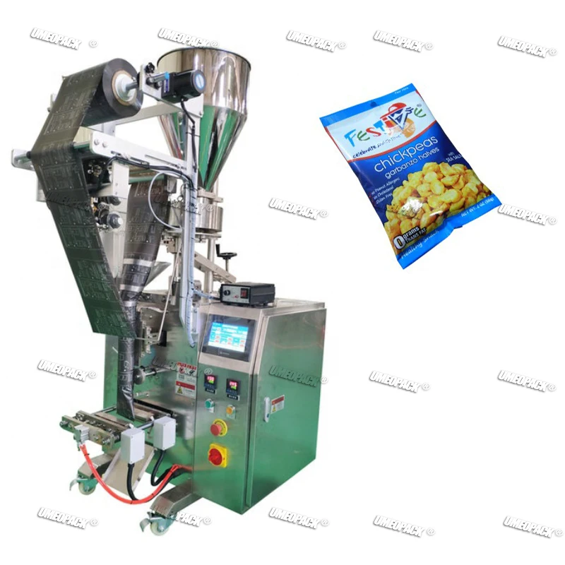 automatic small vertical form fill seal nuts snack beans puffed pouch small business packing machine