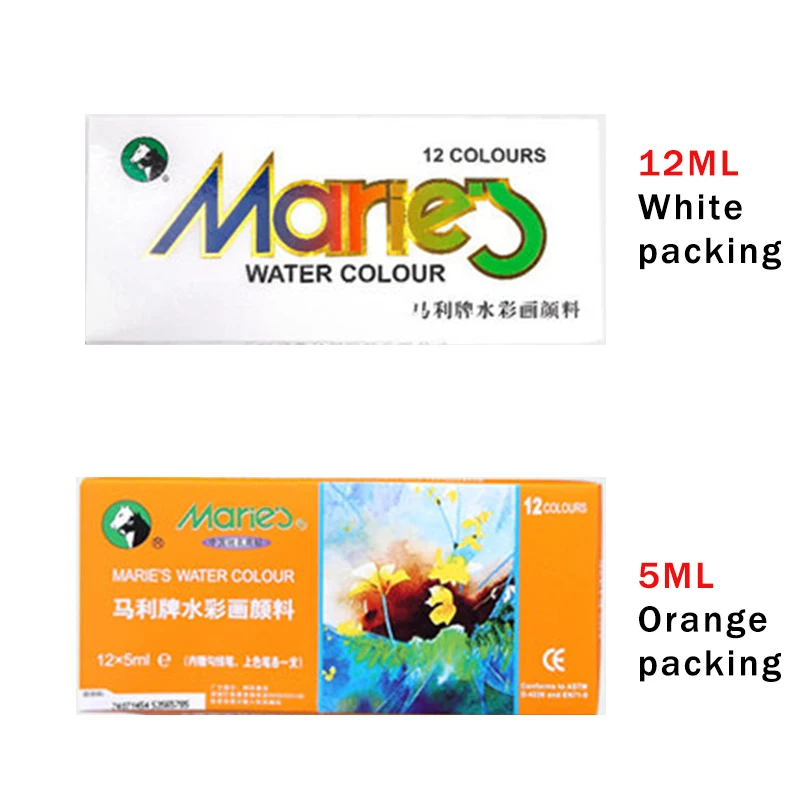 Maries 5ml 12ml 12/18/24/36 colors wholesale Aluminum Tube water Colour Paint Set