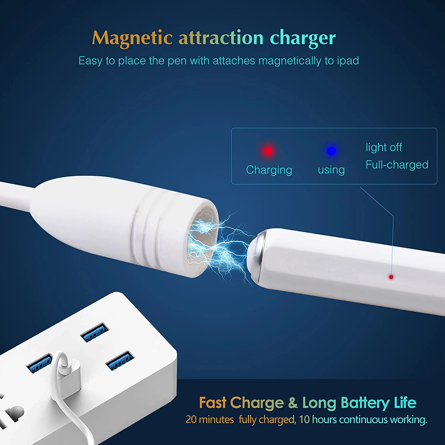 Active Stylus Pen Capacitive Stylus Digital Pen with High-Precision Conductive Plastic Tip Compatible for IOS Android Tablets