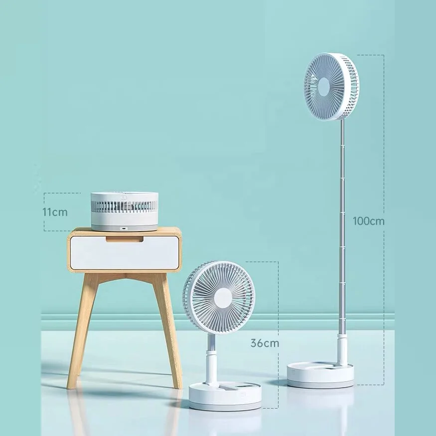 Регулируемая по высоте стоячий вентилятор складной и портативный напольный 4 скорости супер тихий 7200 мА/ч аккумуляторная батарея мини-вентилятор с
