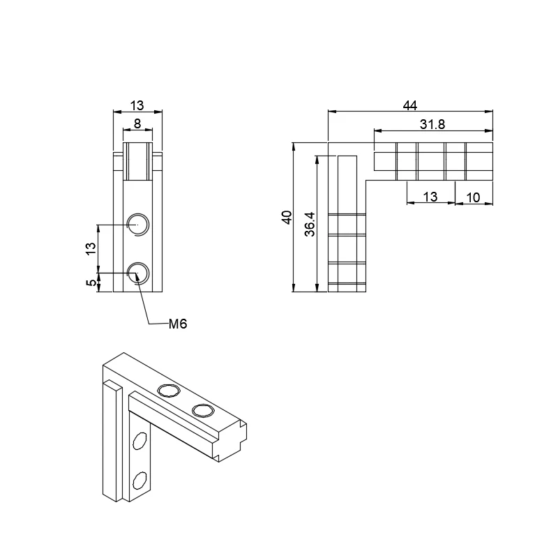 Chinese Manufacturer  2012 40mm 40x40mm 40b-8 90 Degree  Inside  Hidden Corner Connector Zinc Plated for Aluminum Profile 30 40