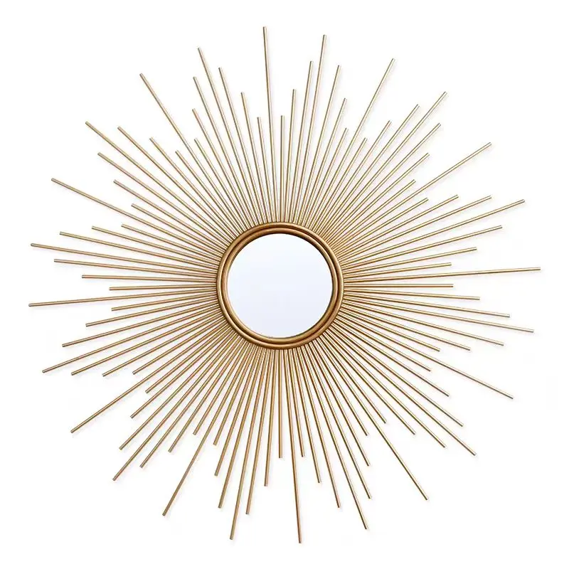 Factory Nordic Style Luxury Gold Wall Mirror Decoration 3D Sun Flower metal Wall Art Decor For home decor