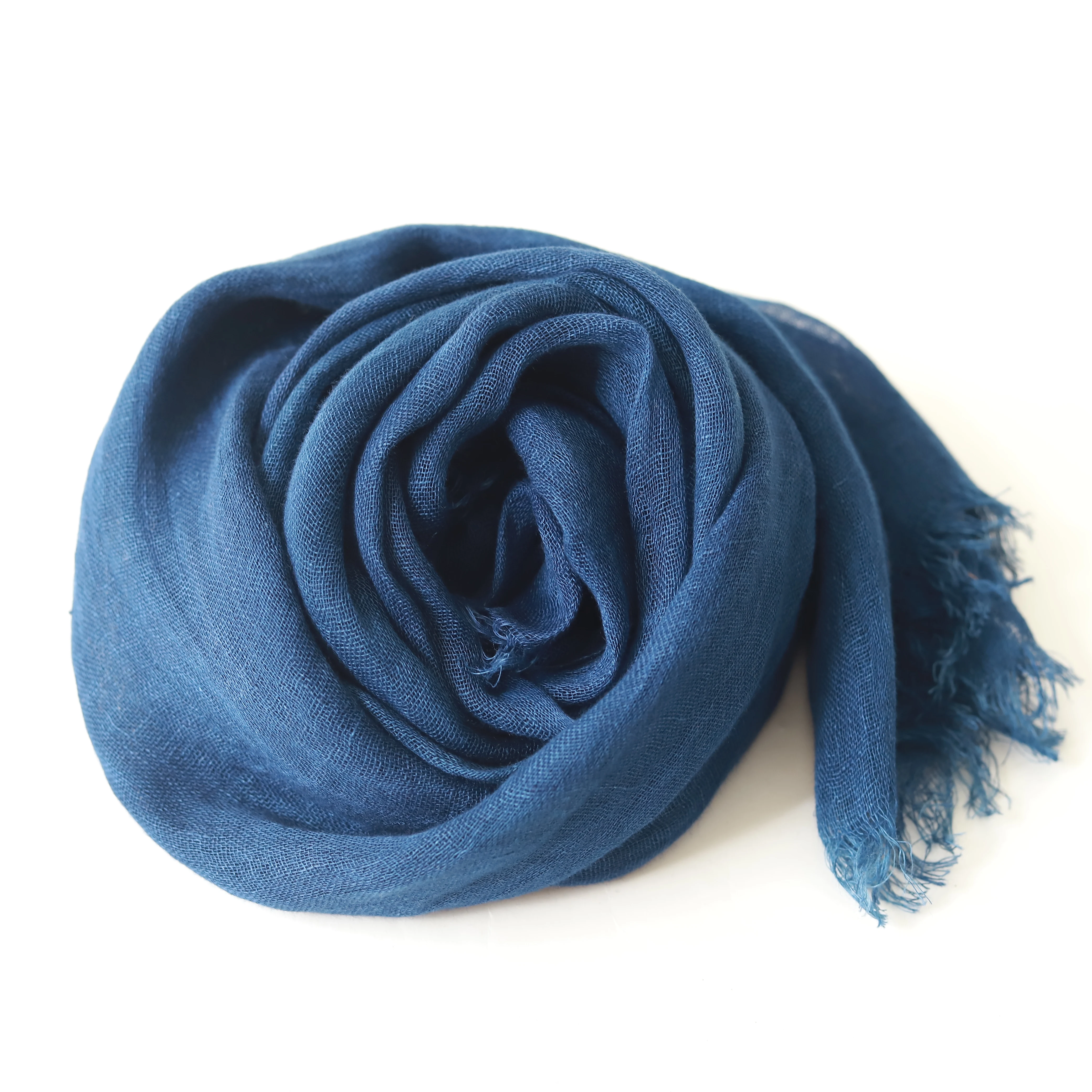 
Wholesale custom linen scarves. Handmade tie-dye, natural indigo dyeing 