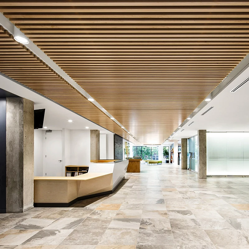 Anti-insect Indoor Baffle Stretch Ceiling Hollow Design WPC Ceiling